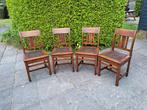 4 eikenhouten eetkamerstoelen, Ophalen, Gebruikt, Bruin, Vier