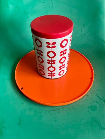 Retro voorraadblik middel rood bloemen jaren 60 print HEMA beschikbaar voor biedingen