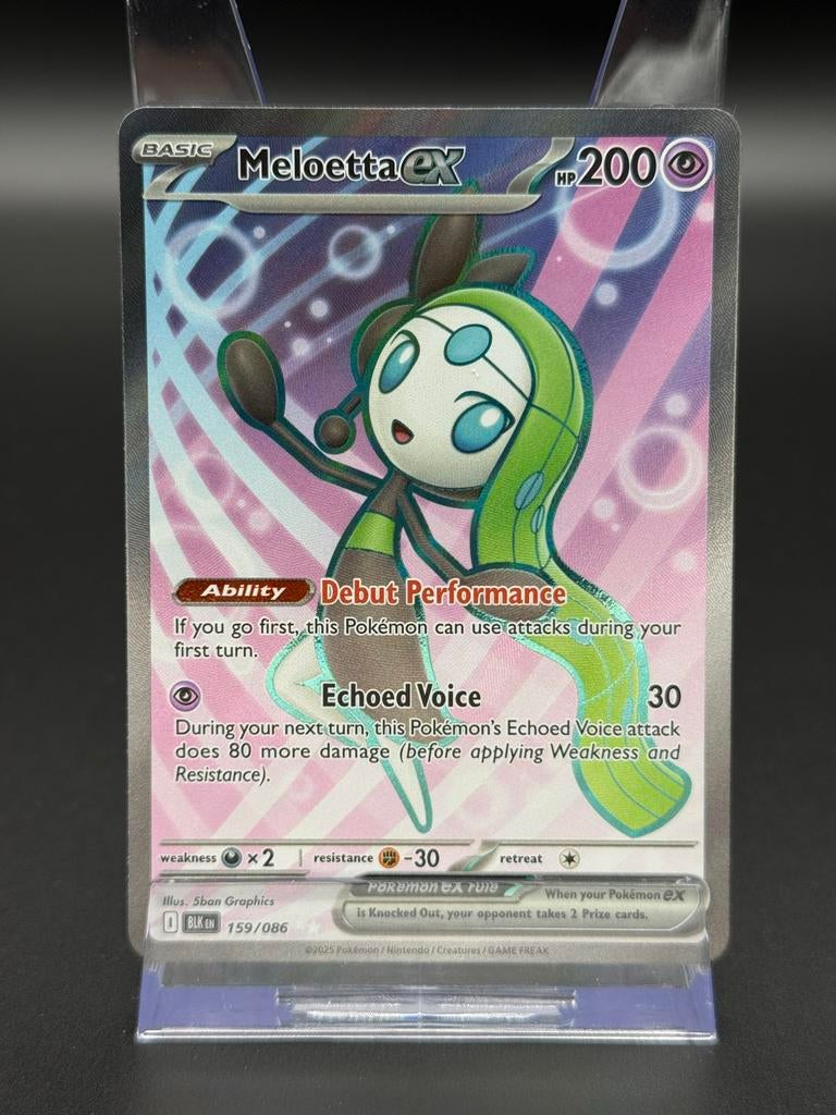 Meloetta EX - Pokémon Black Bolt - #159/086 BLK, Ophalen of Verzenden, Zo goed als nieuw, Losse kaart, Foil