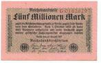 bankbiljet  5 miljoen mark 1923  Nr. 20, Los biljet, Duitsland, Ophalen of Verzenden