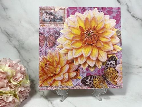 Ambiente knutsel servetten Dahlia / vlinder decoupage nr 59, Hobby en Vrije tijd, Knutselen, Nieuw, Materiaal, Ophalen of Verzenden