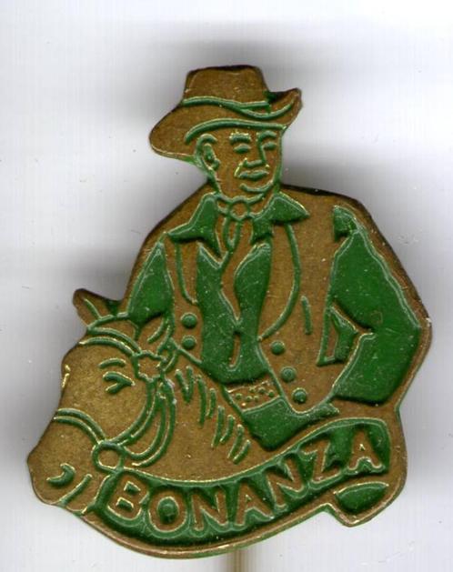 Bonanza Ben groen op koper TV/stripfiguur speldje ( R_062 ), Verzamelen, Speldjes, Pins en Buttons, Zo goed als nieuw, Speldje of Pin