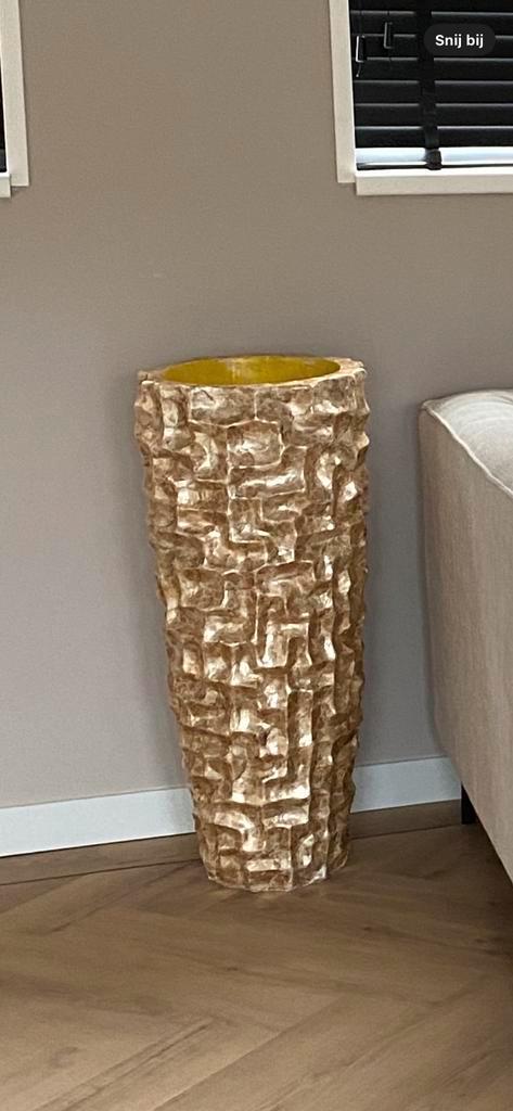 Gouden vloervaas, Huis en Inrichting, Woonaccessoires | Zuilen en Pilaren, Zo goed als nieuw, Ophalen