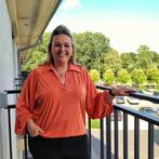 Blouse V-Hals met Pofmouw Koraal, Verzenden, Nieuw, Oranje, Lange mouw