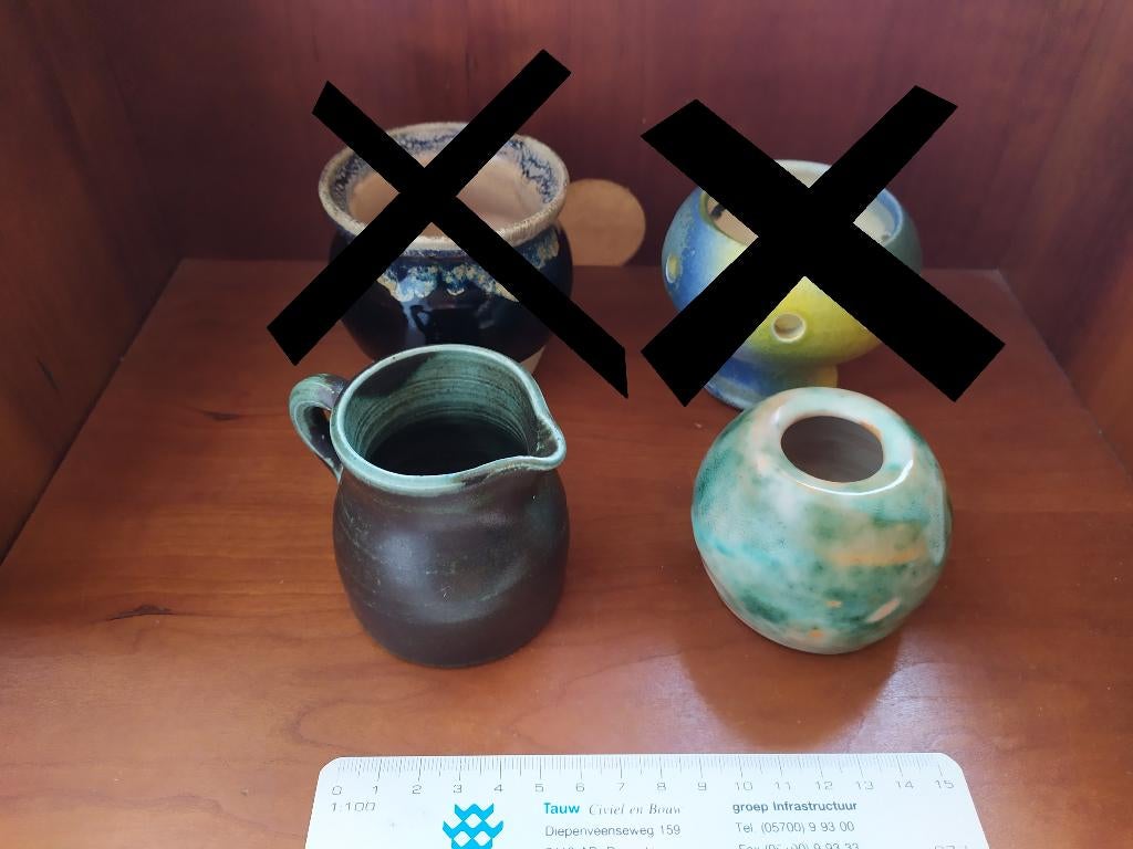 2 keer vintage retro keramiek De bolle deur, Volendam, Antiek en Kunst, Antiek | Keramiek en Aardewerk, Ophalen of Verzenden