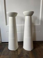 Set van 2 witte kandelaars – voor kaarsen of planten, Ophalen, Gebruikt, Wit, Hout