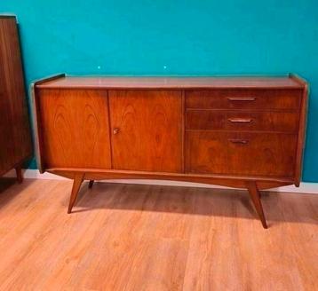 Vintage Teak Fineer Dressoir Lowboard Kast Kastje beschikbaar voor biedingen
