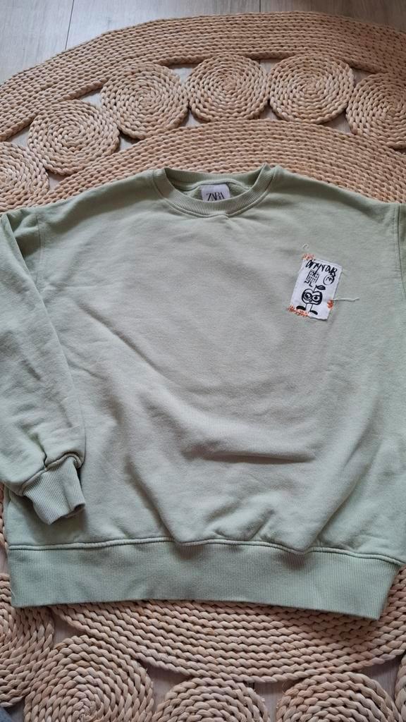 Zara sweater maat 164 - Groen met gave print, Kinderen en Baby's, Kinderkleding | Maat 164, Zo goed als nieuw, Jongen, Trui of Vest