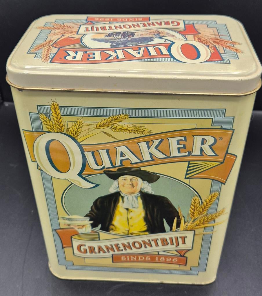 Vintage Blikken Trommel Quaker Granenontbijt, Verzamelen, Ophalen of Verzenden, Gebruikt, Overige, Overige merken