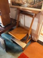 Vintage Houten Bid Bankje met Stoffen Bekleding, Ophalen, Hout, Gebruikt, Bruin