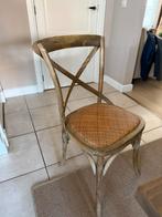 4 Keukenstoelen Vergrijsd Groen Hout & Riet, Ophalen, Gebruikt, Overige kleuren, Vier