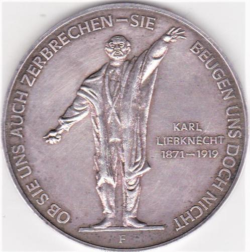 KARL LIEBKNECHT 1871 - 1919 Zilver, Postzegels en Munten, Penningen en Medailles, Zilver, Ophalen of Verzenden