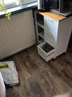 Keukentrolly op wieltjes, Huis en Inrichting, Keuken | Keukenelementen, Ophalen, Minder dan 50 cm, Wit, Zo goed als nieuw