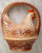 Vintage kip in mandje lusterware keramiek brazilie, Ophalen of Verzenden