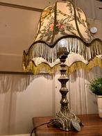 Prachtige antieke lamp met franjes, kap met bloemen print, Ophalen, Hoofdstraat 15 de steeg, Info@ilfienile.nl, Zo goed als nieuw