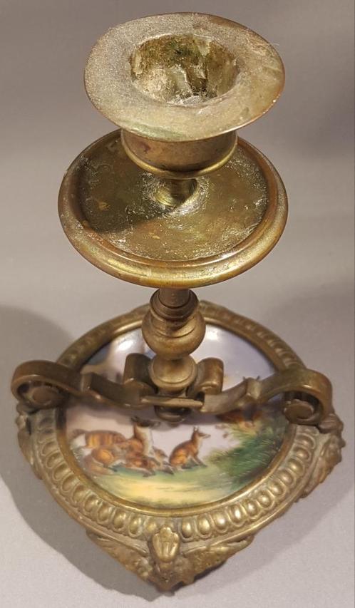 Louis XV verguld bronzen schilderij kandelaar / porselein, Antiek en Kunst, Antiek | Kandelaars, Koper of Brons, Ophalen of Verzenden
