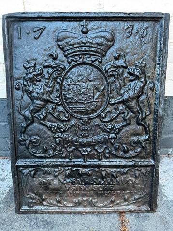 Gietijzeren haardplaat 1736 beschikbaar voor biedingen