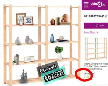 NIEUWE Stellingkast opbergrek 500 kg massief grenenhout 170x beschikbaar voor biedingen