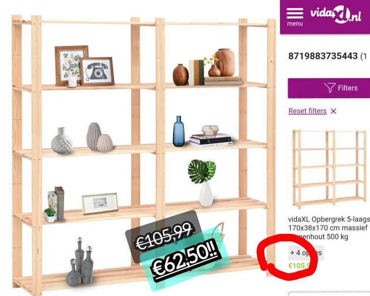 NIEUWE Stellingkast opbergrek 500 kg massief grenenhout 170x, Huis en Inrichting, Kasten | Stellingkasten, Nieuw, Ophalen of Verzenden