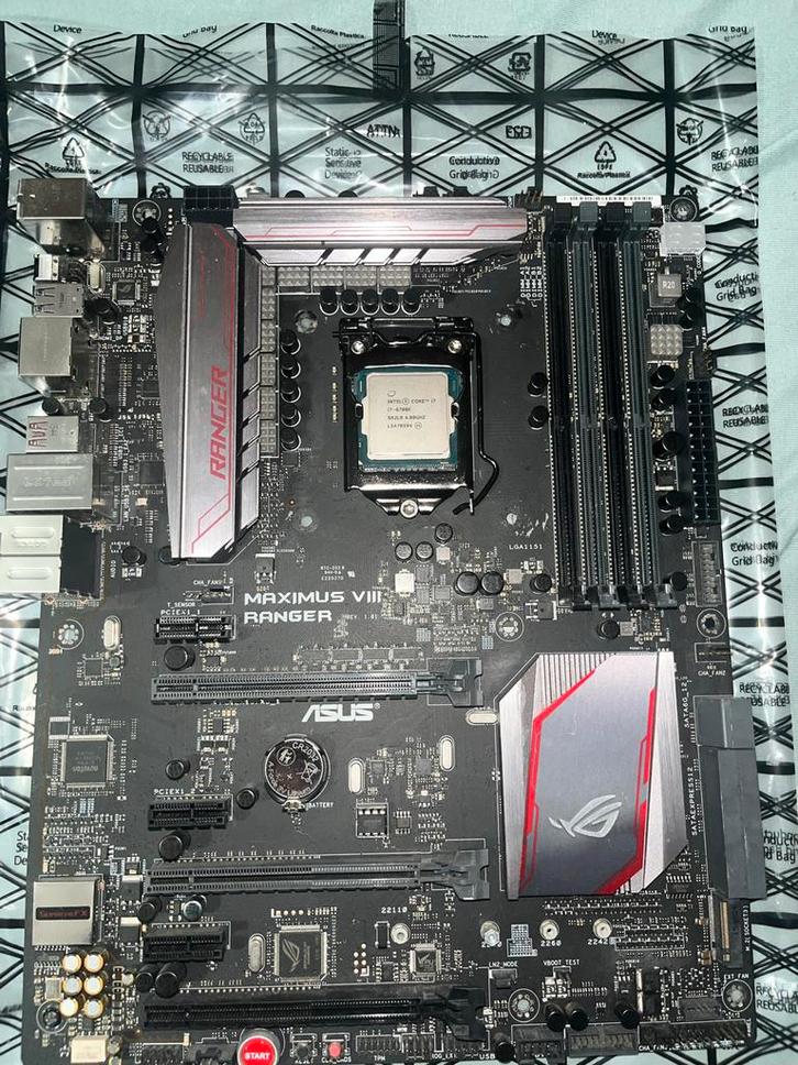 Asus Maximus VIII Ranger Moederbord + Intel i7-6700K, Computers en Software, Moederborden, Gebruikt, Intel, DDR4, Ophalen of Verzenden