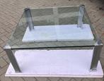 glazen design tafel, Ophalen, Gebruikt, 50 tot 100 cm, Vierkant