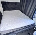 Luxe velvet bed + opbergbank + nachtkastjes (set), Ophalen, Zwart, Luxe, Tweepersoons