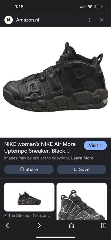 Schoenen NIKE women'sNIKE Air More Uptempo Sneaker, Black... beschikbaar voor biedingen