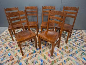 Vintage Origineel massief houten stoel stoelen 6dlg. Zie oms beschikbaar voor biedingen