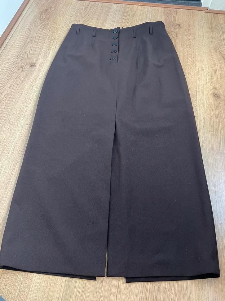 Copines chique lange bruine rok met split wol wollen 42, Kleding | Dames, Rokken, Zo goed als nieuw, Maat 42/44 (L), Bruin, Onder de knie