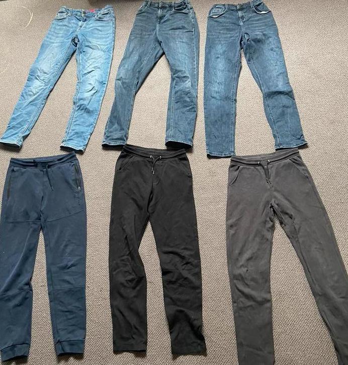 6 spijkerbroeken en jogging broeken maat 164, Kinderen en Baby's, Kinderkleding | Maat 164, Zo goed als nieuw, Jongen, Broek, Ophalen of Verzenden