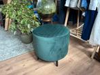 Donkergroene fluwelen hocker / poef, Ophalen, Minder dan 50 cm, Rond, Minder dan 50 cm