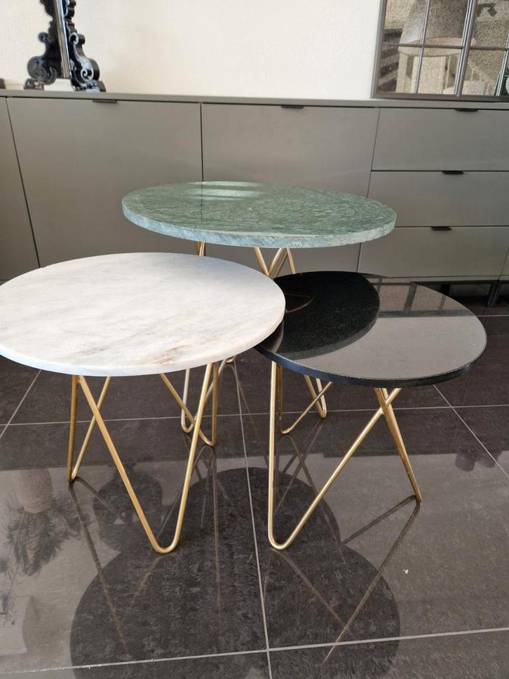 Marmeren bijzettafels Sissy Boy, Huis en Inrichting, Tafels | Bijzettafels, Zo goed als nieuw, Rond, 45 tot 60 cm, Minder dan 55 cm