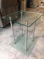 Glazen tafeltje. Hoog 40x30 cm., Huis en Inrichting, Tafels | Bijzettafels, Ophalen, Minder dan 45 cm, Minder dan 55 cm, Rechthoekig