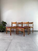 Set Vintage Eetkamerstoelen HW Klein Bramin Mobler, Ophalen, Bruin, Hout, Zo goed als nieuw