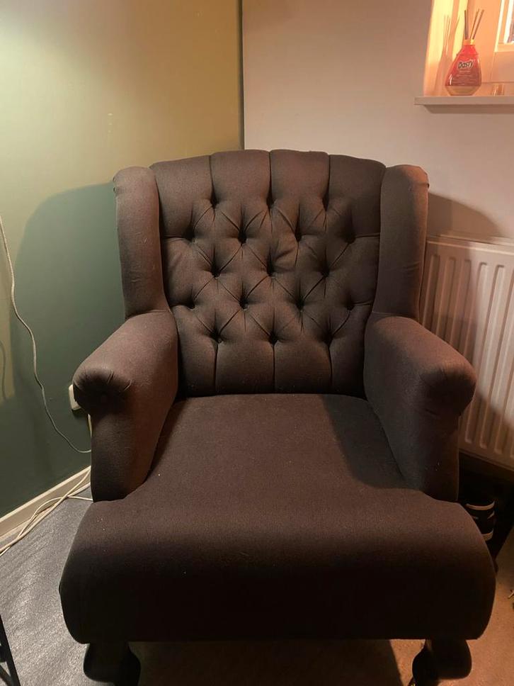 Antraciet Fauteuil, Huis en Inrichting, Fauteuils, Gebruikt, Stof, 75 tot 100 cm, Ophalen