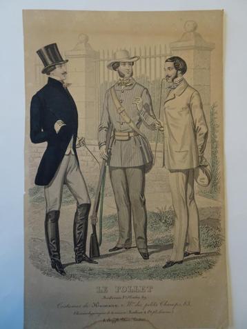 Gravure Le Follet Franse Herenmode, jager, 1830  beschikbaar voor biedingen