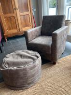 Fred de la Bretoniere fauteuil met hocker, Huis en Inrichting, Fauteuils, Verzenden, Zo goed als nieuw, Leer, 50 tot 75 cm