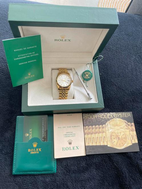 Rolex Datejust 36mm – Full Gold – White Dial – Full Set, Sieraden, Tassen en Uiterlijk, Horloges | Dames, Rolex, Goud, Staal, Verzenden