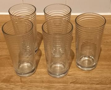 5 long drinkglazen
Hoogte glas 13 cm
 beschikbaar voor biedingen