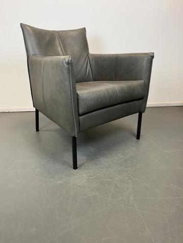 1x Bert Plantagie Dalia Fauteuil Grijs Leer - Zwart beschikbaar voor biedingen