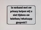Helpen niet tijdens telefoongesprek reclamebord van metaal, Info@deconoord.nl, Deco Noord, Nieuw, Ophalen of Verzenden