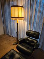 Vintage vloerlamp met franjes en messing voet, Ophalen, Gebruikt, Vintage, Metaal