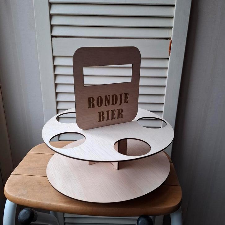 Bierplateau voor 5 biertjes - Rondje Bier!, Huis en Inrichting, Keuken | Keukenbenodigdheden, Zo goed als nieuw, Ophalen of Verzenden