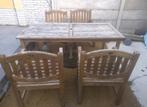 Eettafel met 4 stoelen, tuinset van Bois le Duc, teac hout, Tuin en Terras, 4 zitplaatsen, Gebruikt, Teakhout, Ophalen of Verzenden
