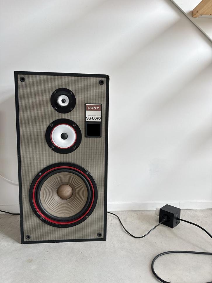2x Sony SS-U670 Vintage 3-weg Luidsprekers, Audio, Tv en Foto, Luidsprekers, Gebruikt, Front, Rear of Stereo speakers, Sony, Ophalen