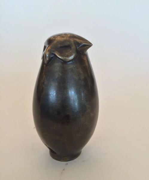 Bolle uil met sokkel echt brons Geschikt voor buiten, Antiek en Kunst, Kunst | Designobjecten, Ophalen of Verzenden