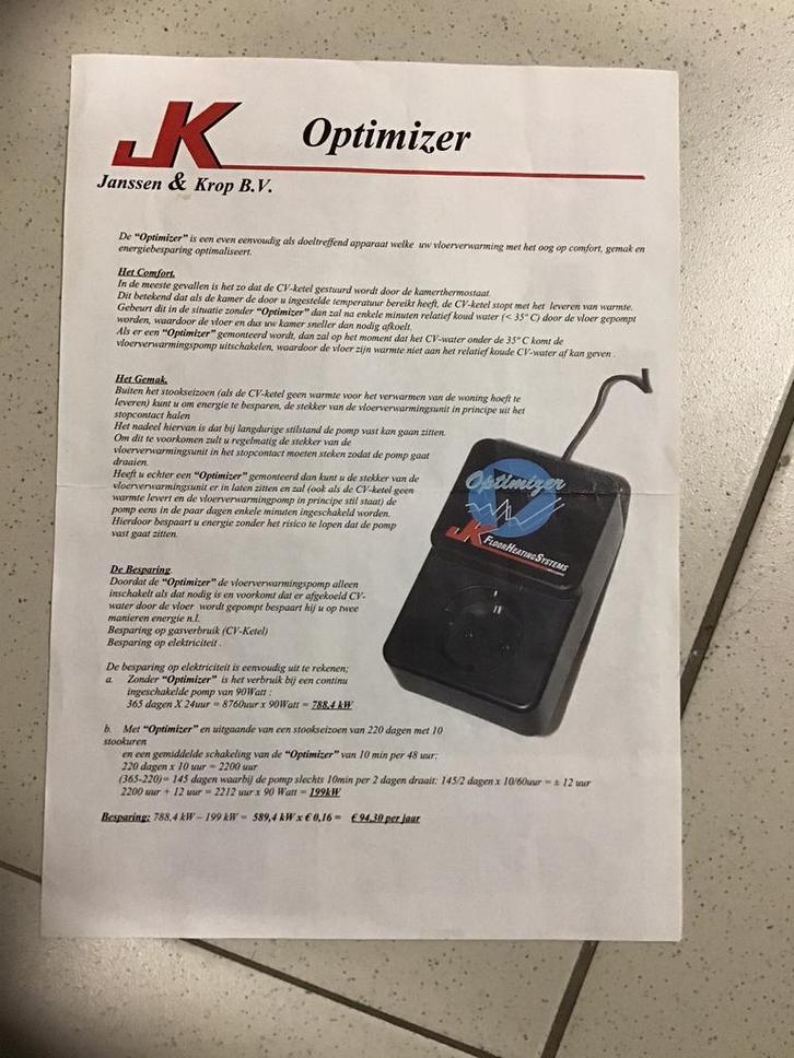 Pompschakelaar vloerverwarming Opitmizer, Doe-het-zelf en Verbouw, Verwarming en Radiatoren, Gebruikt, Overige typen, Minder dan 200 watt