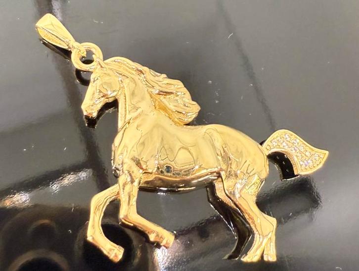 Prachtige 14 karaats gouden paard hanger, Sieraden, Tassen en Uiterlijk, Kettinghangers, Nieuw, Goud, Ophalen of Verzenden