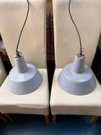 2 x Industriële Vintage PHILIPS Hanglamp Emaille GRIJS / Wit, Gebruikt, Industrieel Vintage Philips, Ophalen of Verzenden, Metaal