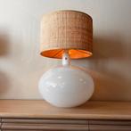 Opaline glazen lamp met rotan kap Anne Nilsson IKEA vintage, 50 tot 75 cm, Vintage, Zo goed als nieuw, IKEA
